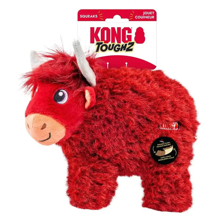 Durable Plush Dog Chew Toy For Aggressive Chewers Red Highland Cow Design