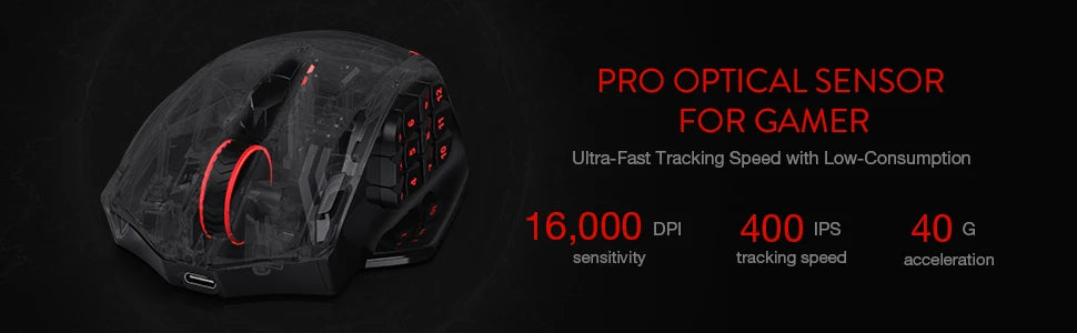 Redragon M913 Wireless Gaming Mouse With 16 Programmable Buttons