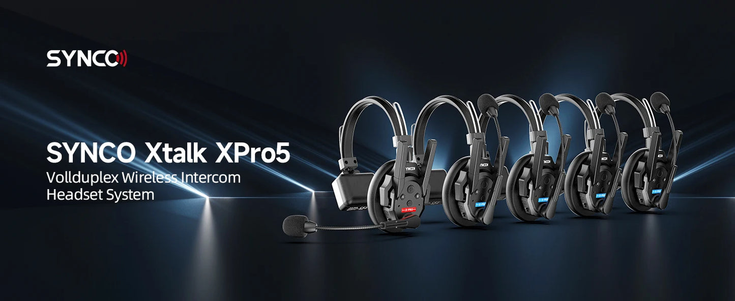 SYNCO XTALK XPRO 2.4G Wireless Intercom Headset 500m 5-Person Communication Noise Reduction for Live Broadcast & Video Shooting