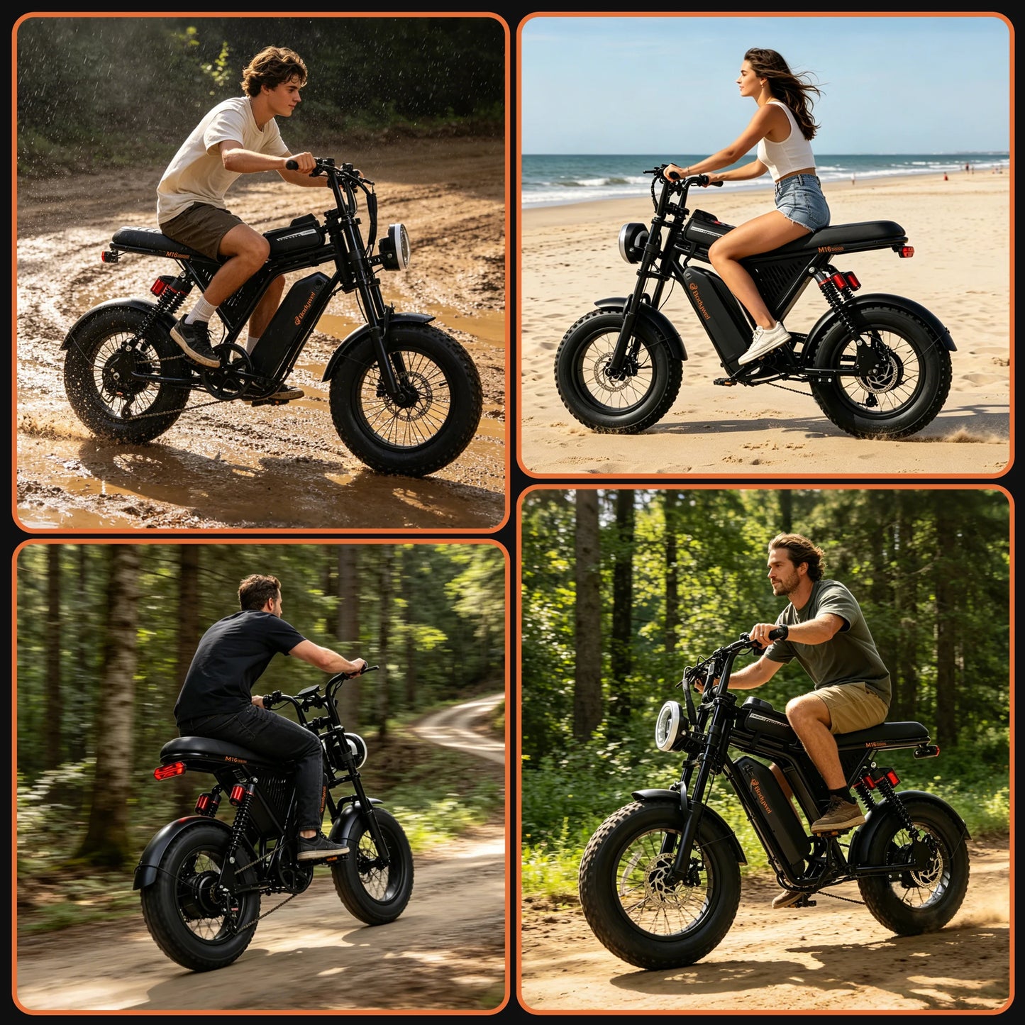 Bodywel M16 Fat Tire Electric Bike 16" x 4.0 Off-Road E-Bike 40 Mile Range Removable Battery Electric Bicycle