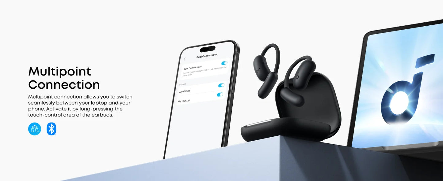 soundcore AeroFit 2 by Anker, Open-Ear Headphones, Real-Time Translation Earbuds, 4 Adjustable Positions (Refurbished)