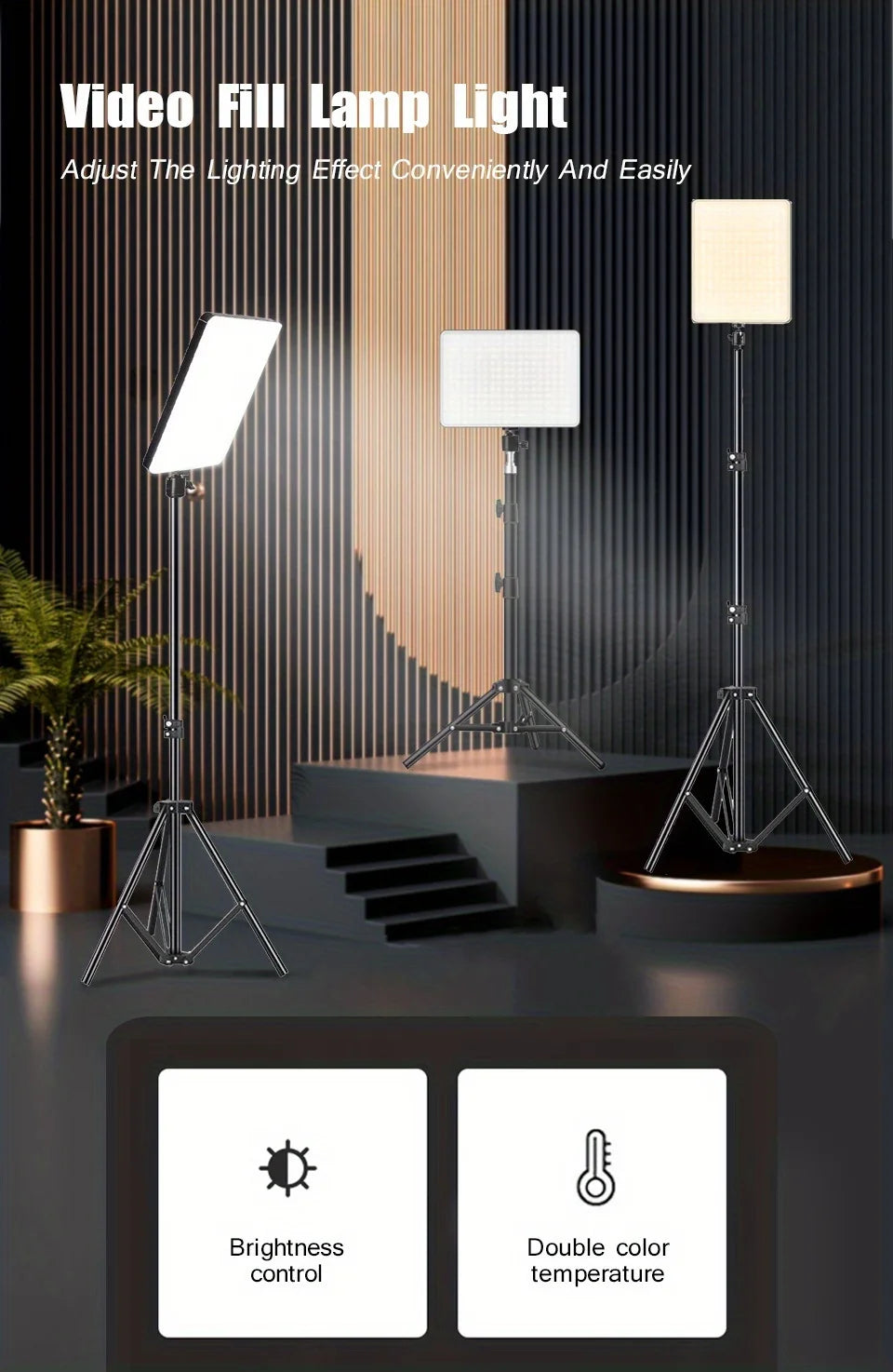 11in LED Video Fill Lamp Light Vloging Photo Studio LED Panel  With  Triopd Stand For Live Stream Makeup Meeting Group