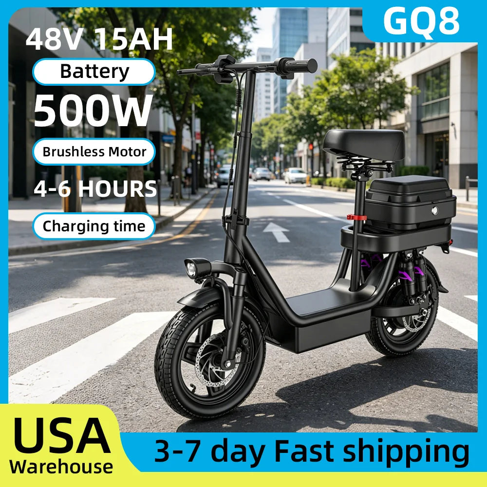 UPlee GQ8 Electric Bike For Adults, Folding Electric Bike, 500W Peak Motor, Scooter EBike With 14" Tire 48V 15AH Battery