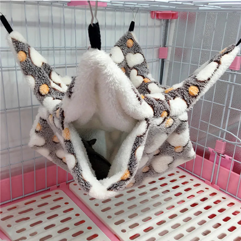 Double Layered Hamster Cage Sleeping Hammock Print Guinea Pig Clothes Bed Rodent Hammock Chinchilla Cage Little House