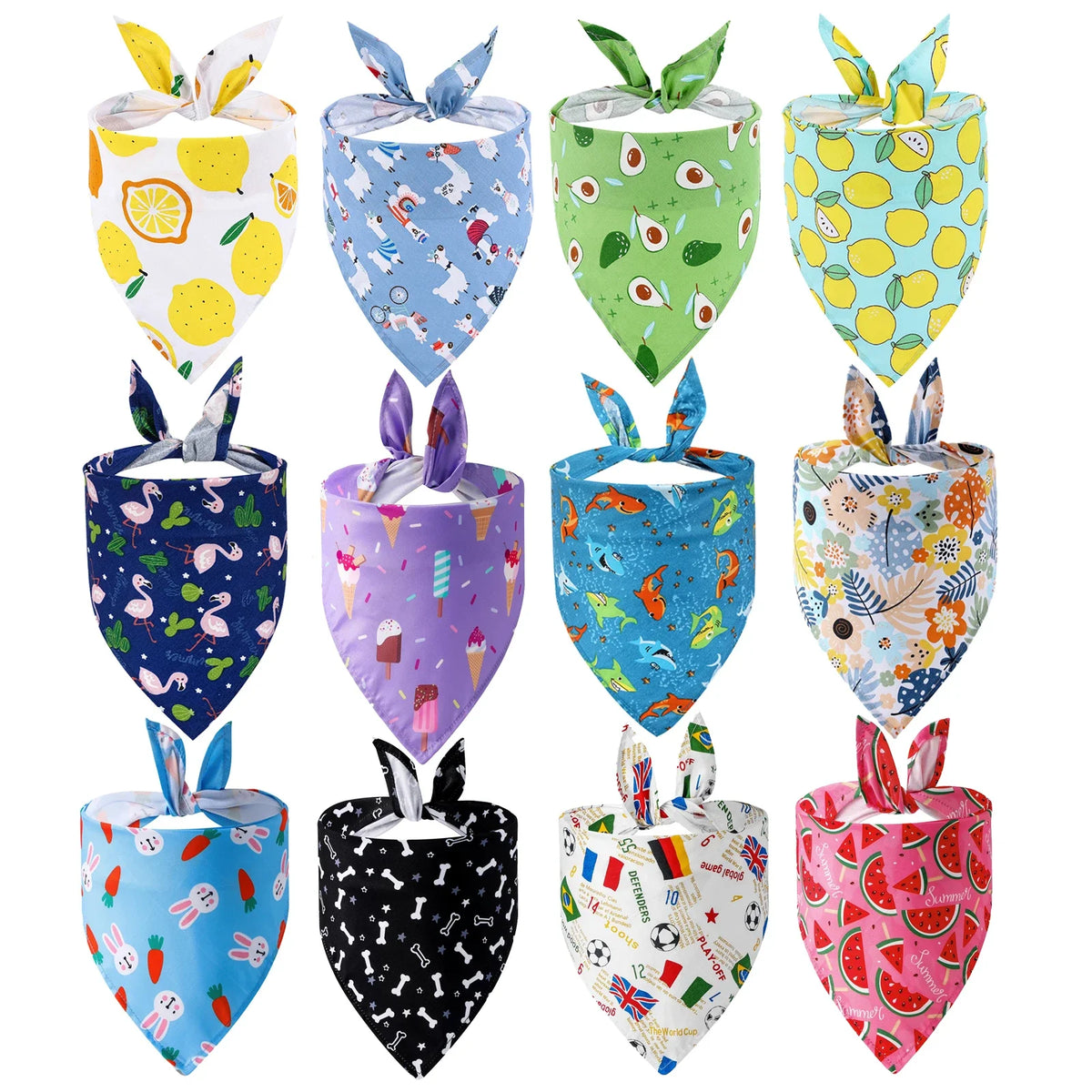 Adjustable Fruit Floral Dog Bandana Soft Washable Scarf