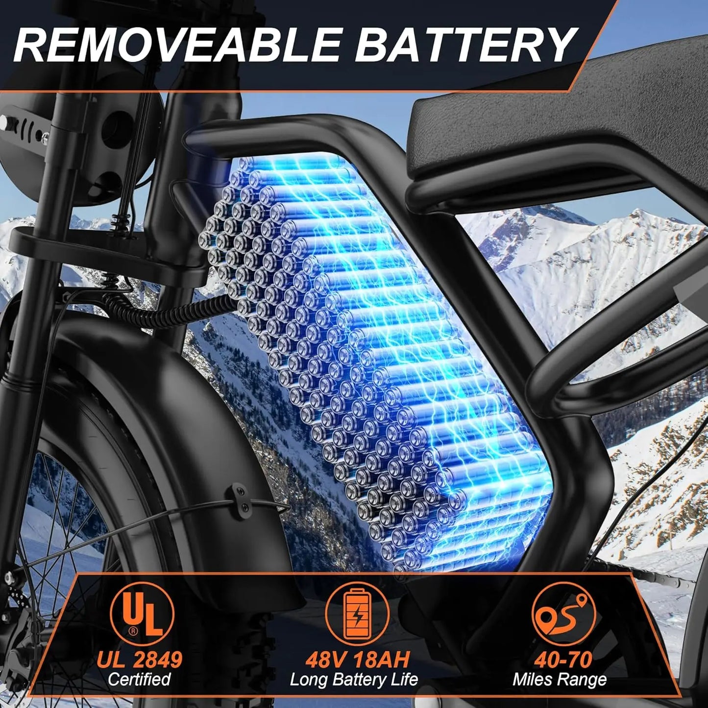 2026 New 1500W Electric Bike 20" Fat Tire 31mph Top Speed 70 Miles Range for Road Sand Mountain Snow Electric Motorcycle