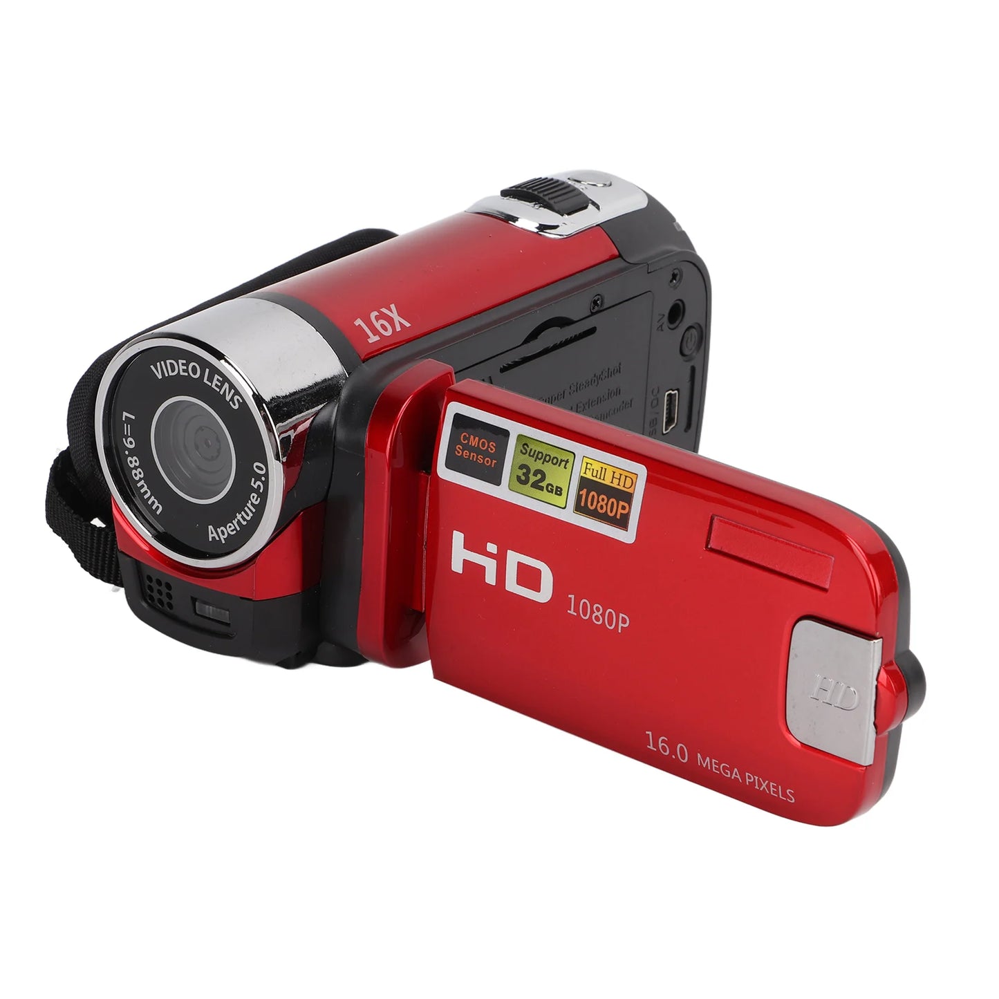 Video Camera Camcorder Handheld 16MP 270° Rotation Digital Camcorders Full HD 1080P Portable for Kids for Gifts for Family