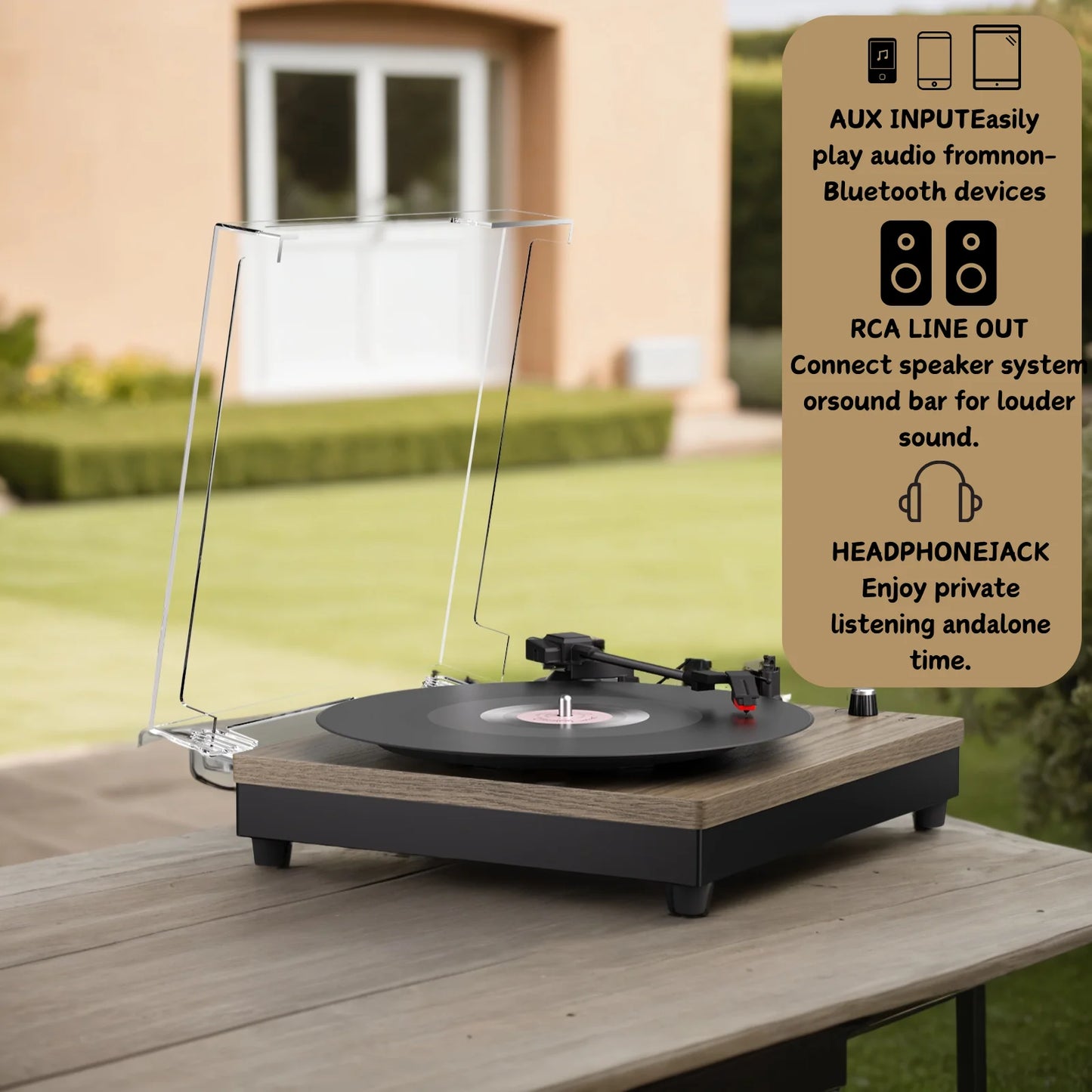 Maio Portable Record Player With Built-In Speakers 3-Speed