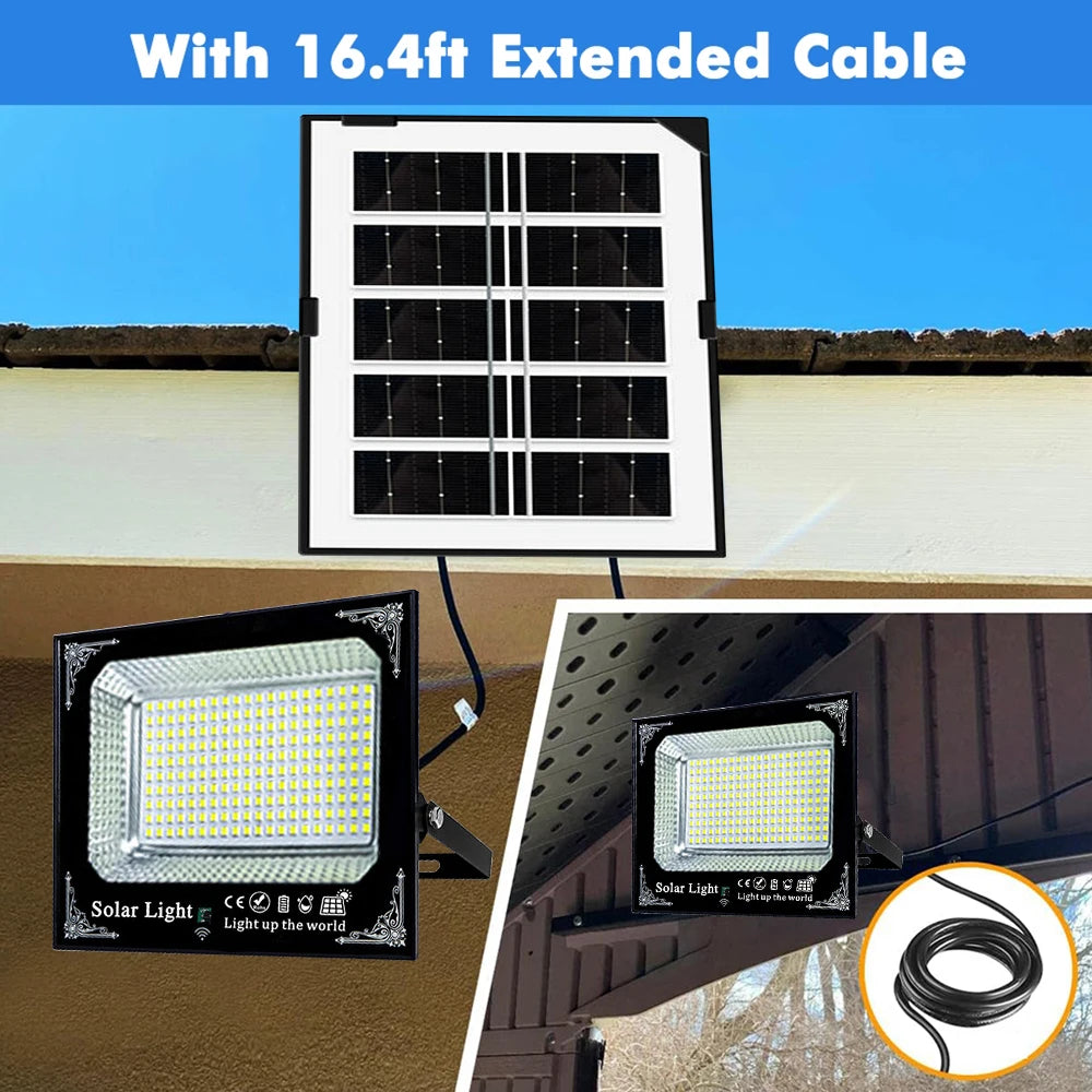 300W Outdoor Solar Flood Light Patio Light Garage Light Remote Control Indicator Light IP67 For Outdoor Patio Garden Billboards