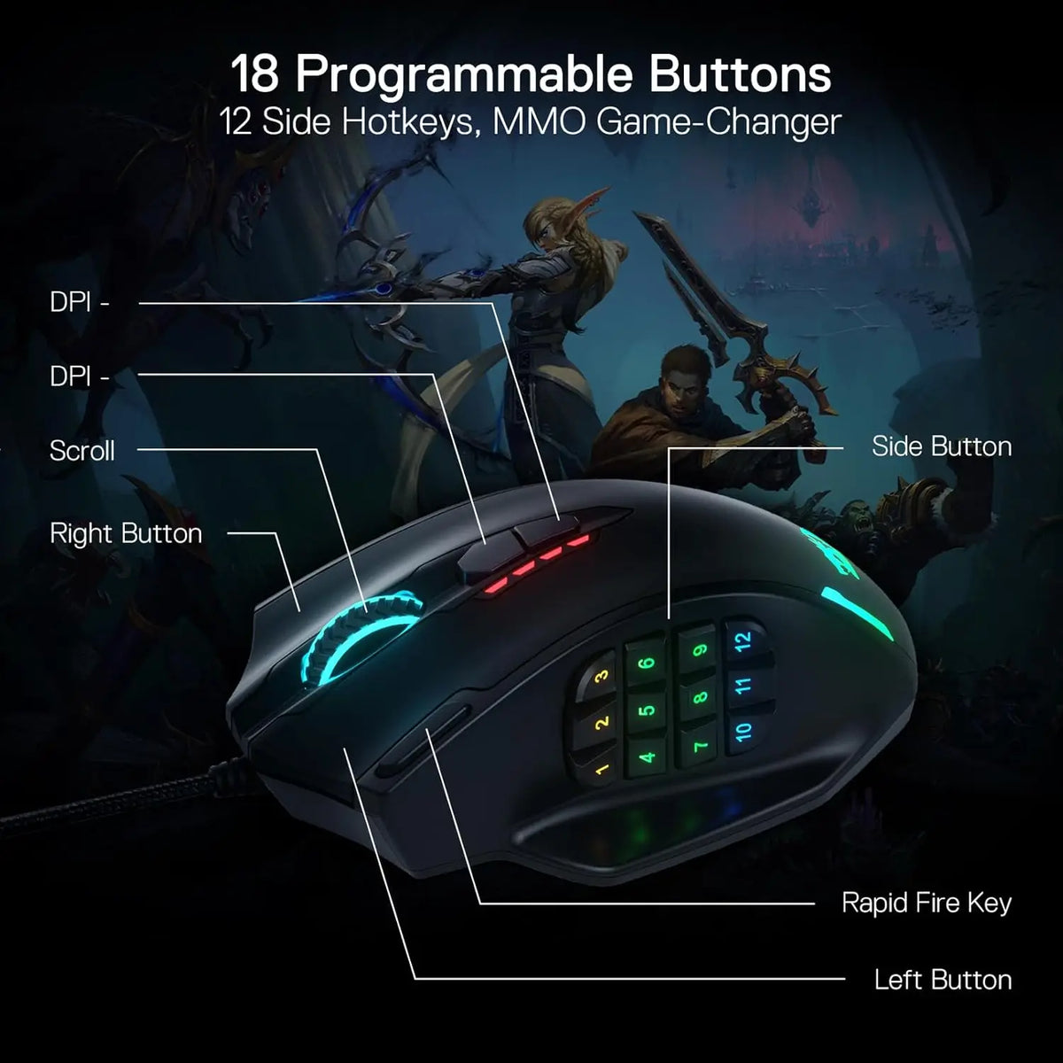 Redragon RGB Wired Gaming Mouse With 17 Programmable Buttons