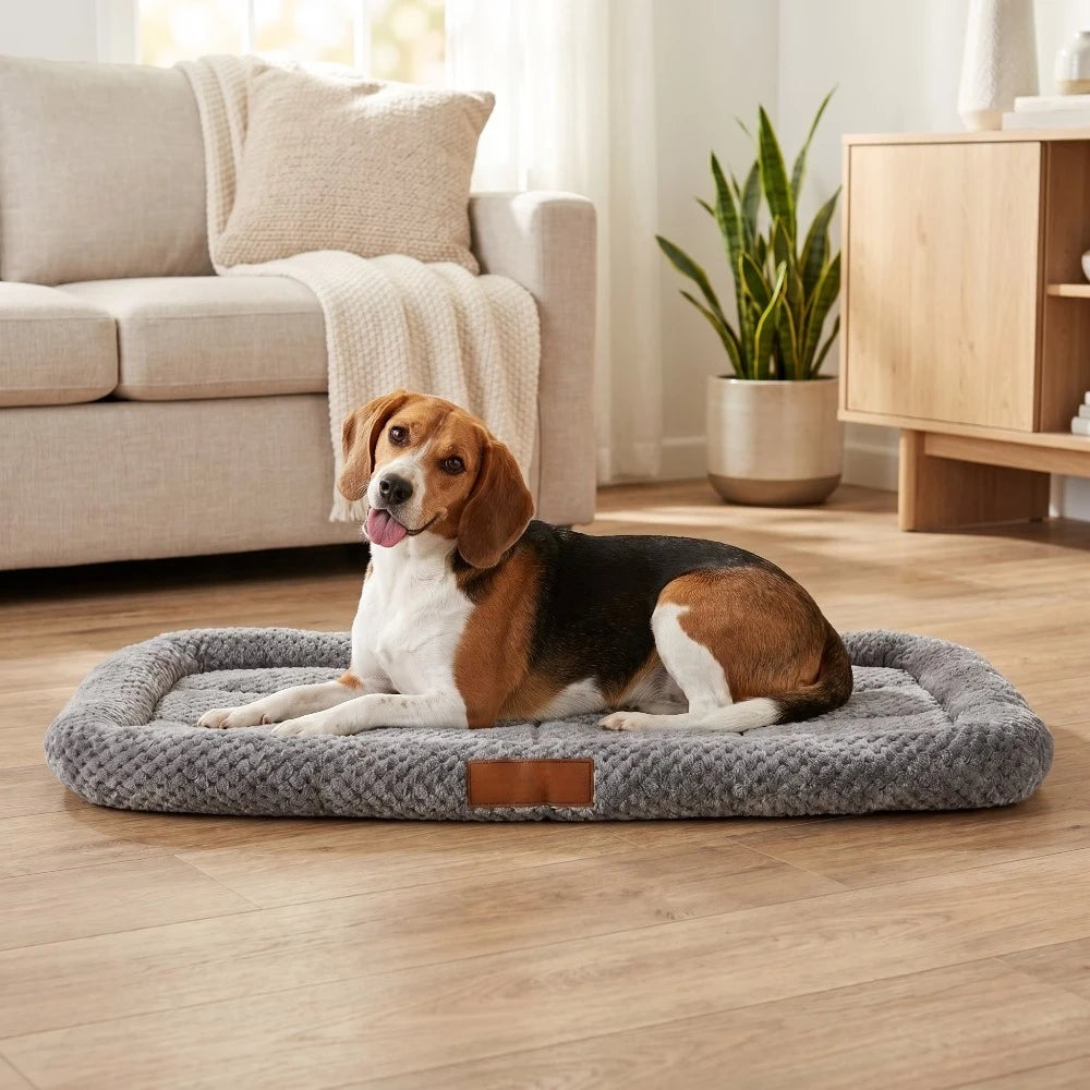 Small Soft Cozy Dog Crate Mat, Gray Washable Anti Slip Pet Bed Pad 24 in X 18 in, Thick Cushioned Comfort Kennel Liner for Puppy Small Dogs Cats, Portable Indoor Crate Insert Pad for Sleeping Napping and Daily Rest Use At Hom