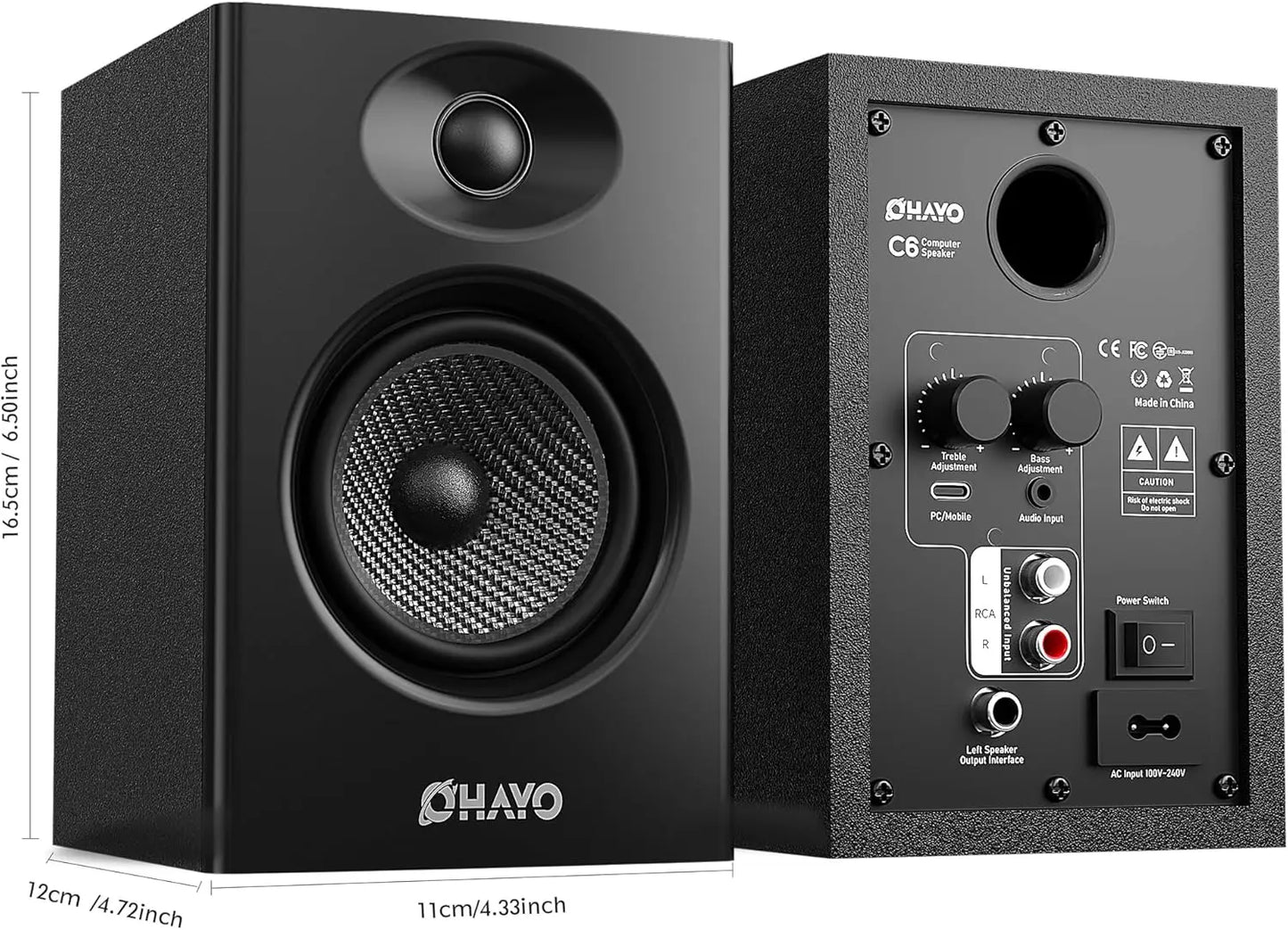 Ohayo Bluetooth 5.3 60W Wireless Bookshelf Speakers For Home PC
