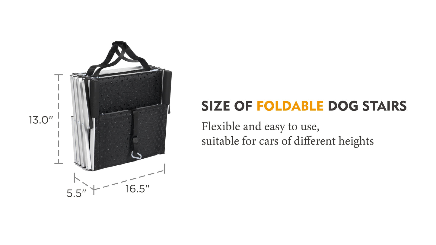 Lightweight Sturdy Foldable Dog Ramp Reinforced Non-Slip Pet Dog Stairs 250lbs Heavy Duty Load Capacity Portable Pet Access Ladder for Cars SUVs Trucks Outdoor Use