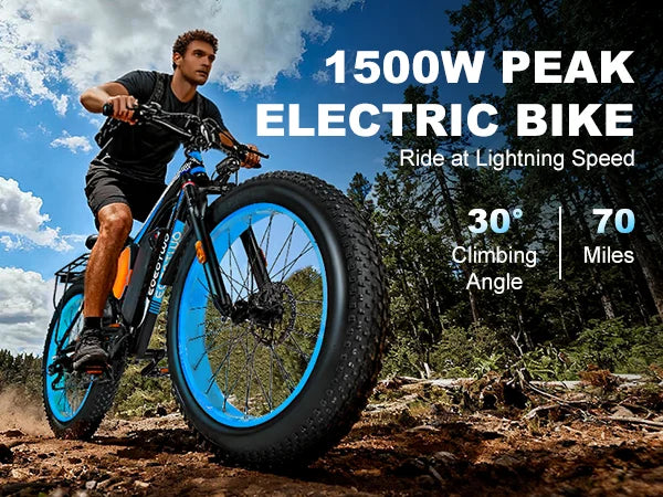 26" Fat Tire Electric Bike for Adults 48V 20Ah Battery 1000W Motor (Peak 1500W)  25-30MPH Fast Mountain Ebike Snow Beach Bicycle