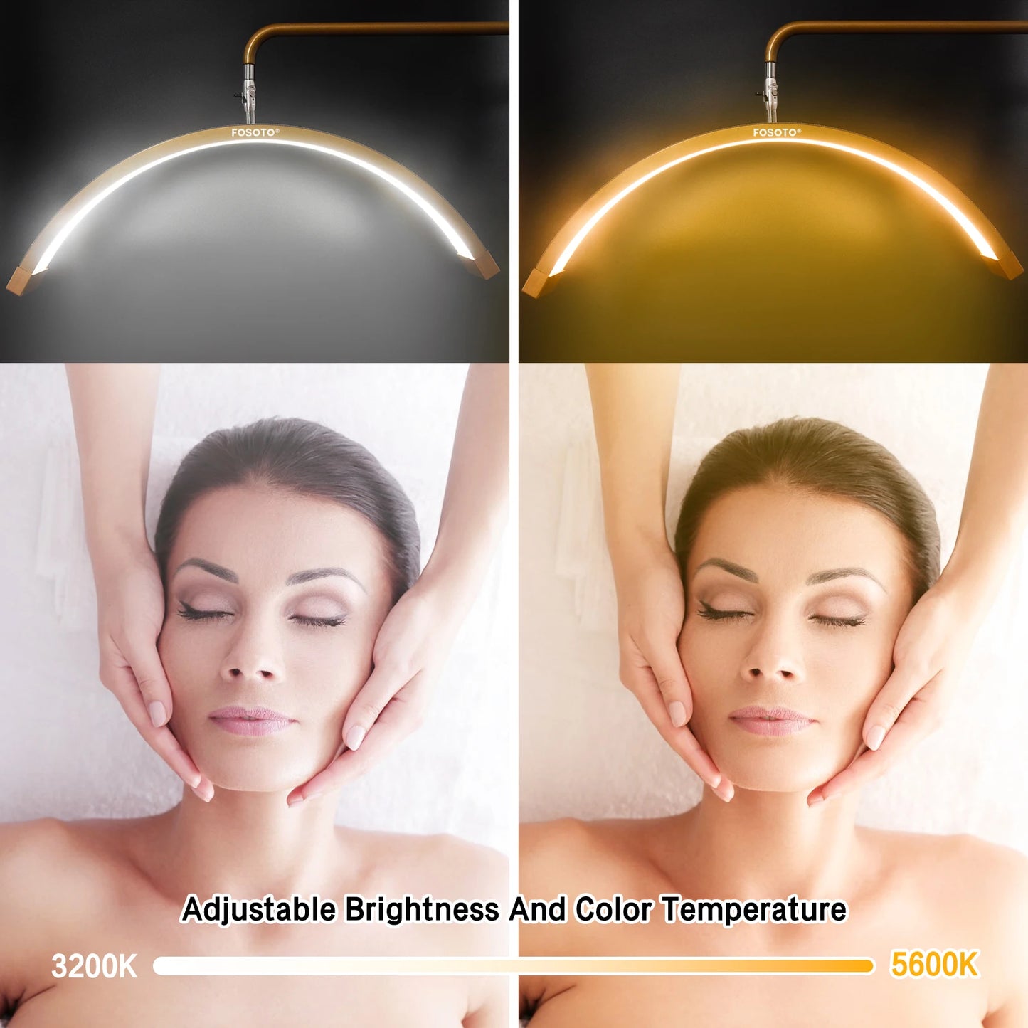 Fosoto Multi-directional Professional Half-Moon Light LED Lash Light  Ring Light For Makeup Beauty Salon Eyebrow Tattoo Haircuts