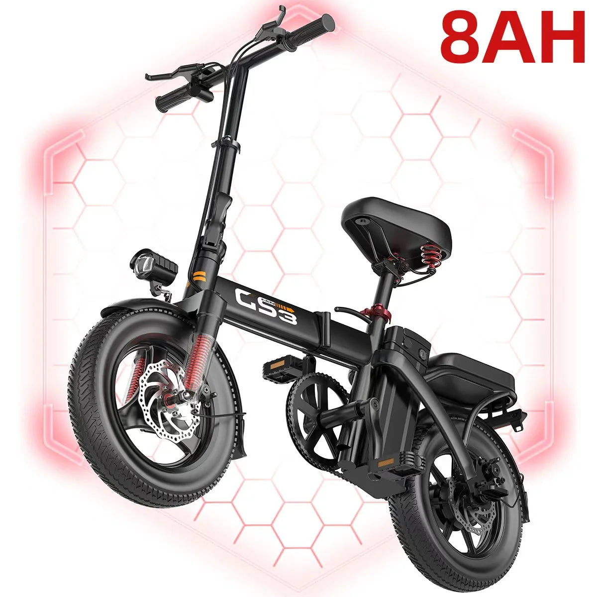 UPlee 14 Inch Electric Bike for Adults 500W Brushless Motor 48V 15AH Portable Battery 20MPH 30 Miles Long Range Lightweight