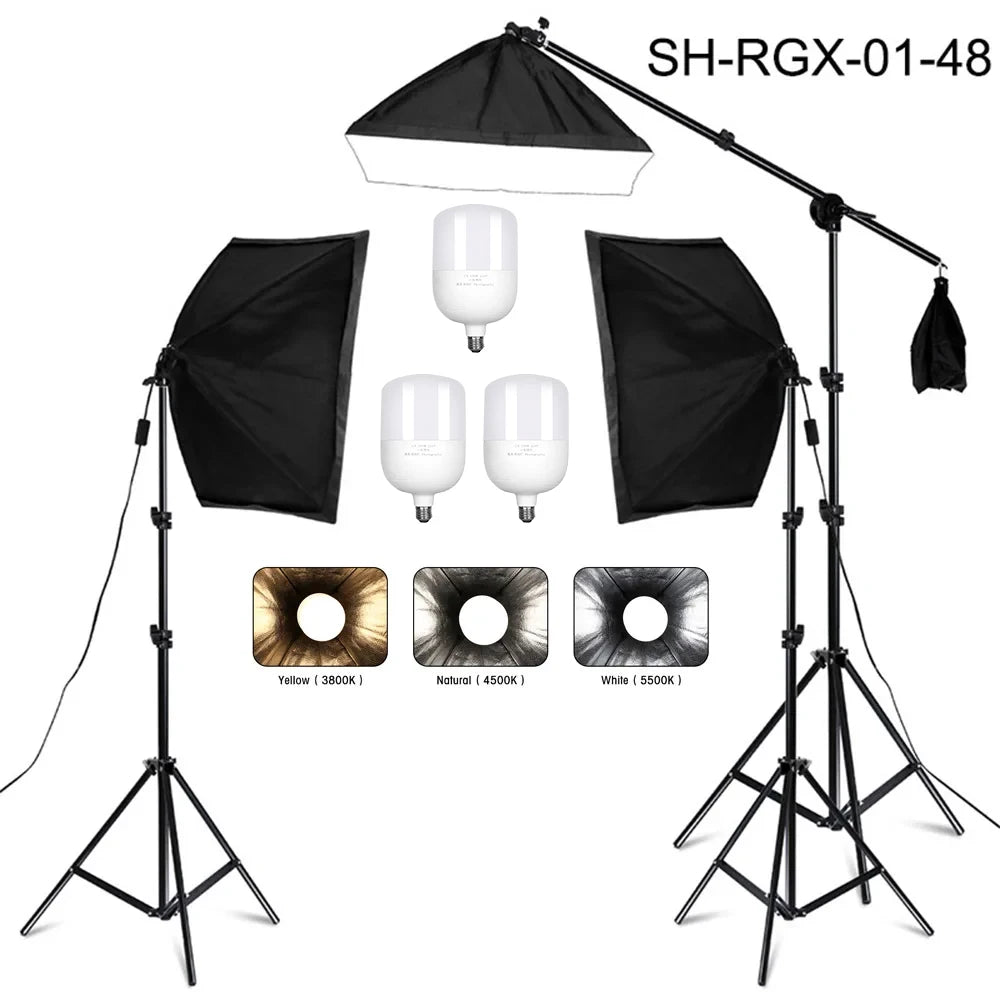 SH Professional Continuous LED Lighting Softbox Kit For Photo Studio