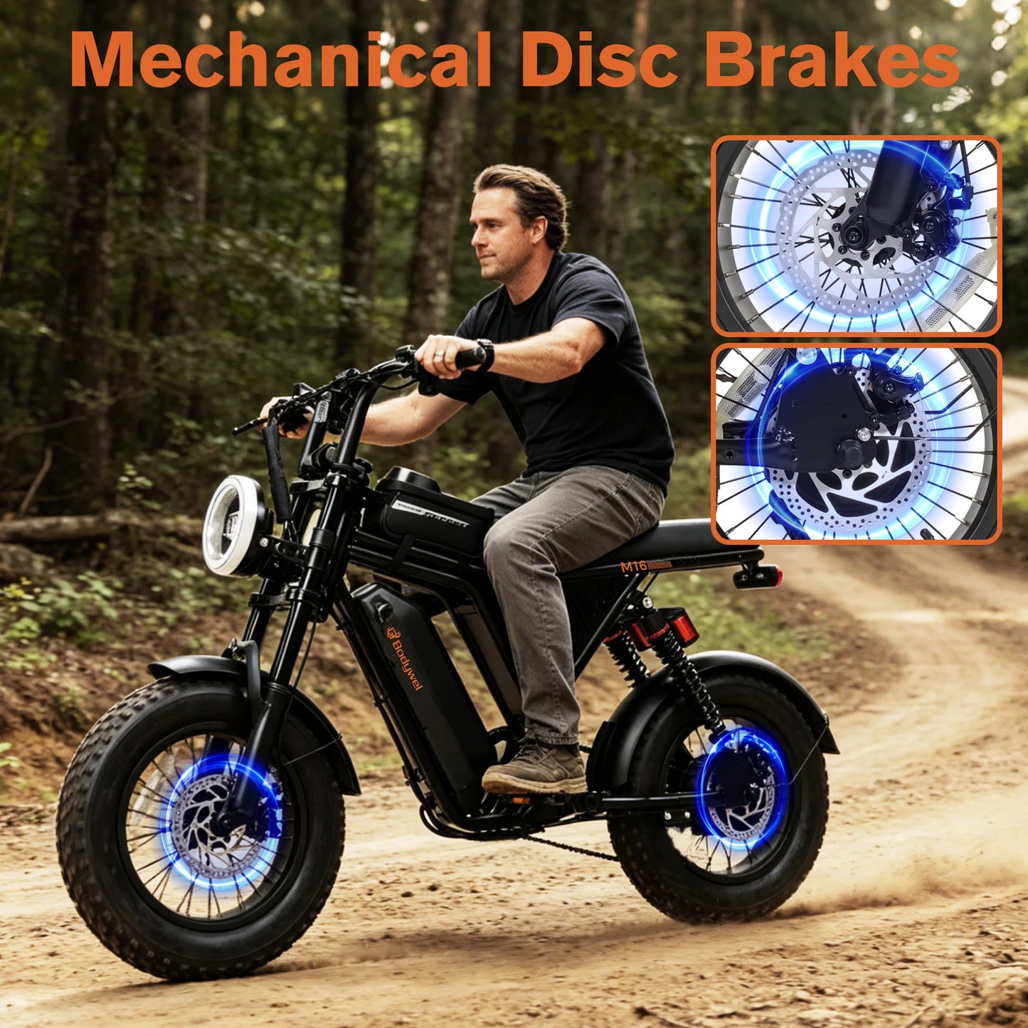 Bodywel M16 Fat Tire Electric Bike 16" x 4.0 Off-Road E-Bike 40 Mile Range Removable Battery Electric Bicycle