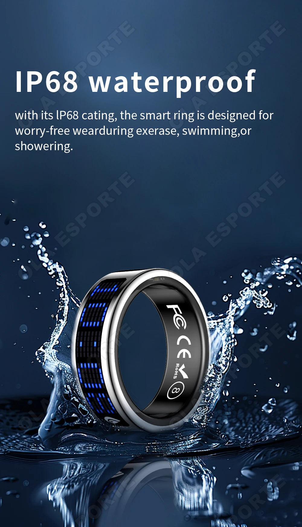 Ola Esporte Smart Ring With LED Display And Health Monitoring