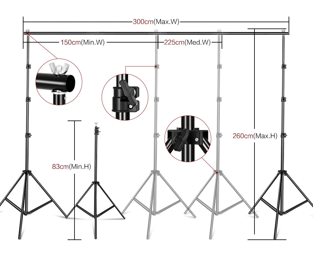 2X2M 2X3M 2.6X3M Background Support System Photography Backdrops Stand  Photo Studio Kit Chromakey Green Screen Frame