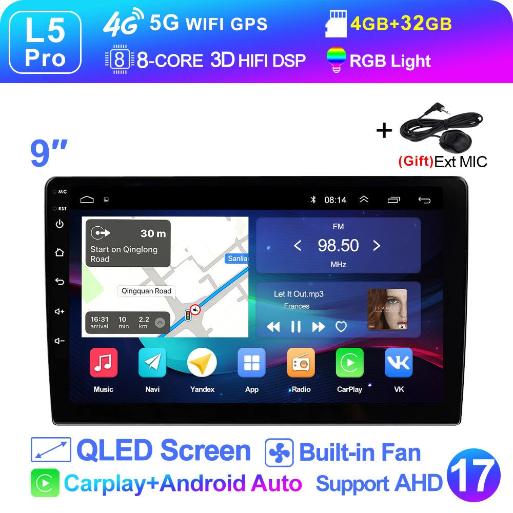 LEHX L3X 5G WIFI 2din 9 inch Android 15 Car Radio Steeo CarPlay gps for Toyota VW Hyundai Kia Honda LADA FIAT Autoradio Headunit