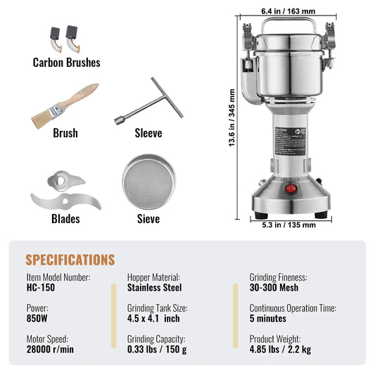 VEVOR Electric Grain Mill Grinder for Dry Herbs and Spices