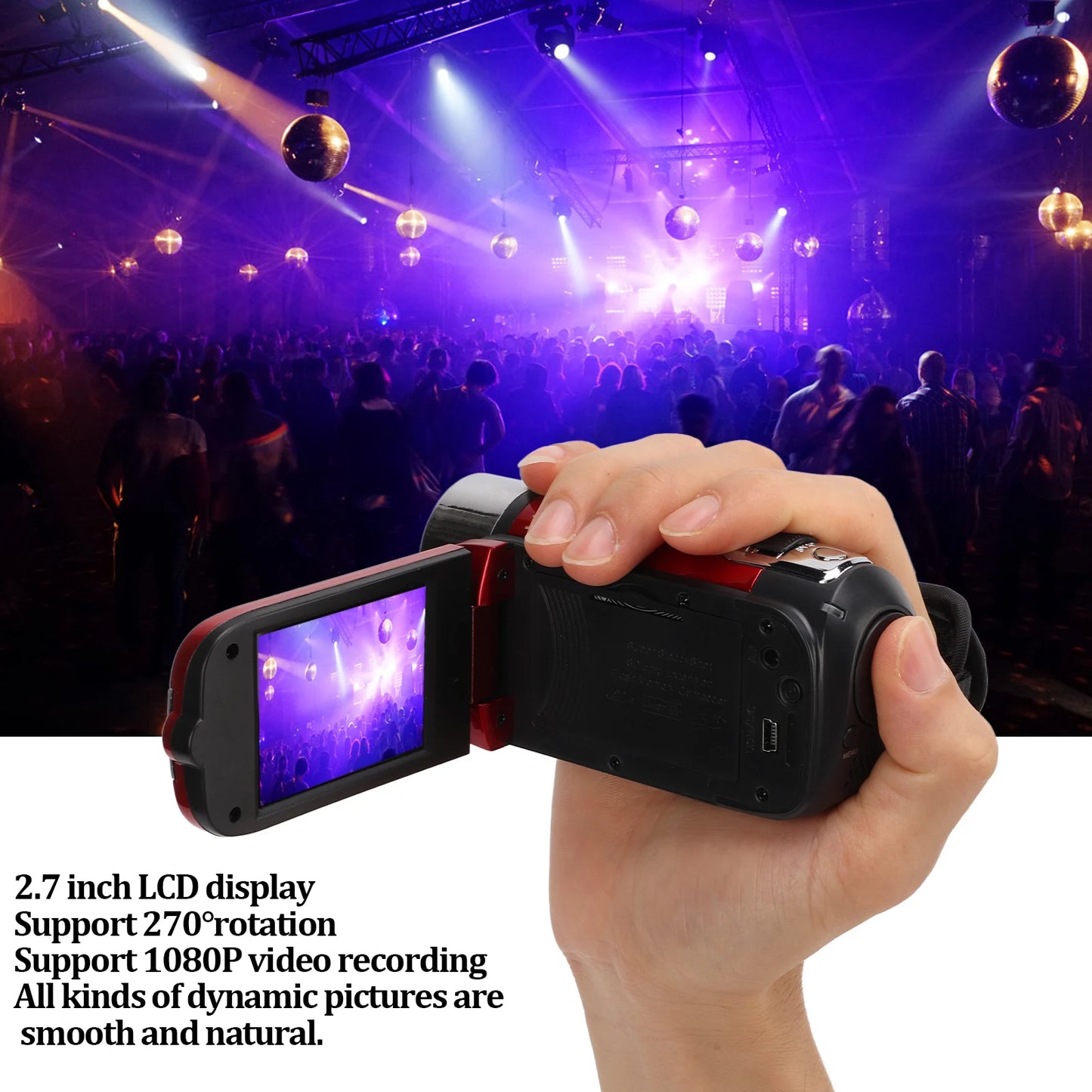 Video Camera Camcorder Handheld 16MP 270° Rotation Digital Camcorders Full HD 1080P Portable for Kids for Gifts for Family