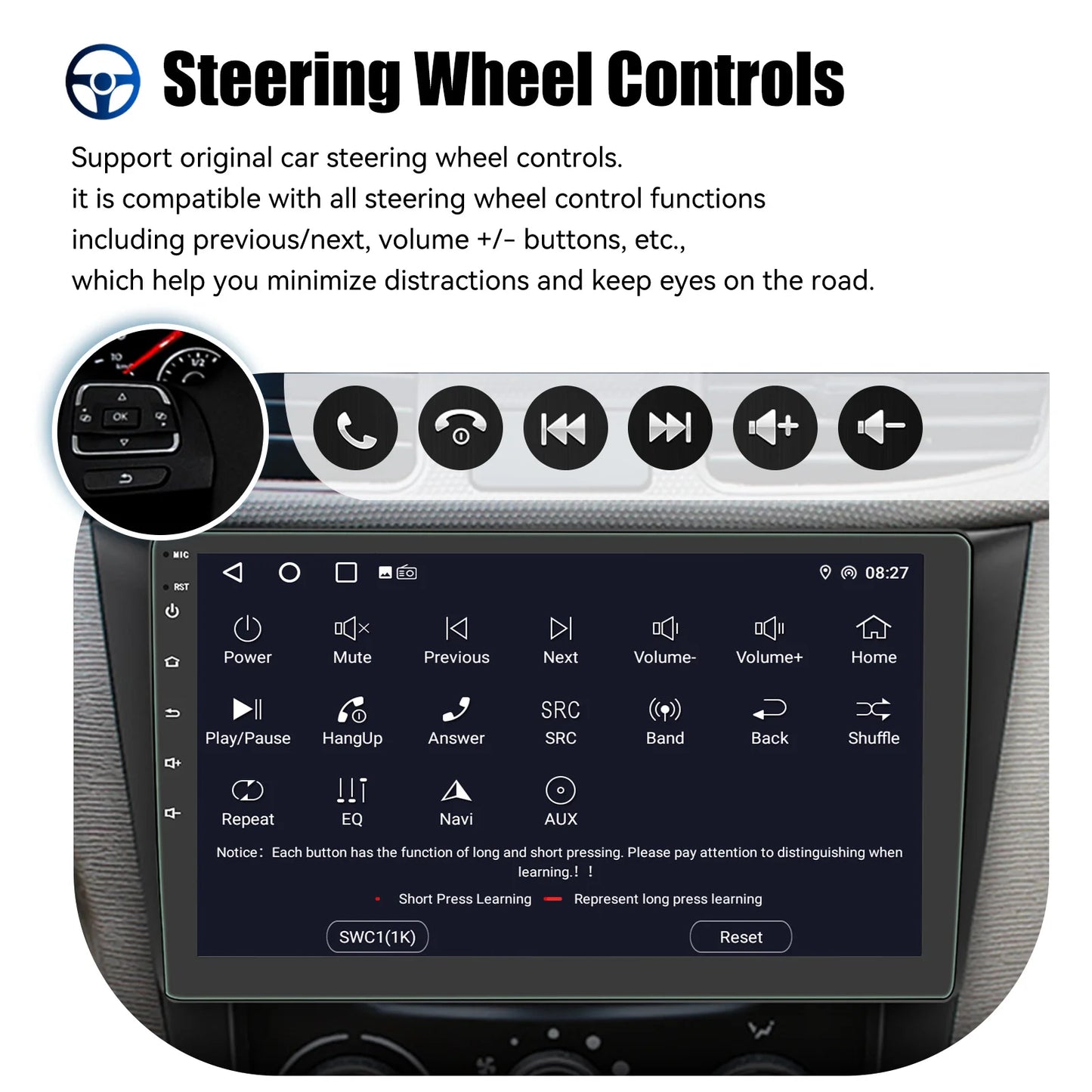 ESSGOO 7"/9"/10“ 2 DIN Android 14 4+64G Car Stereo Carplay Android Auto GPS Navi Bluetooth FM RDS Radio WIFI Touchscreen ChatGPT