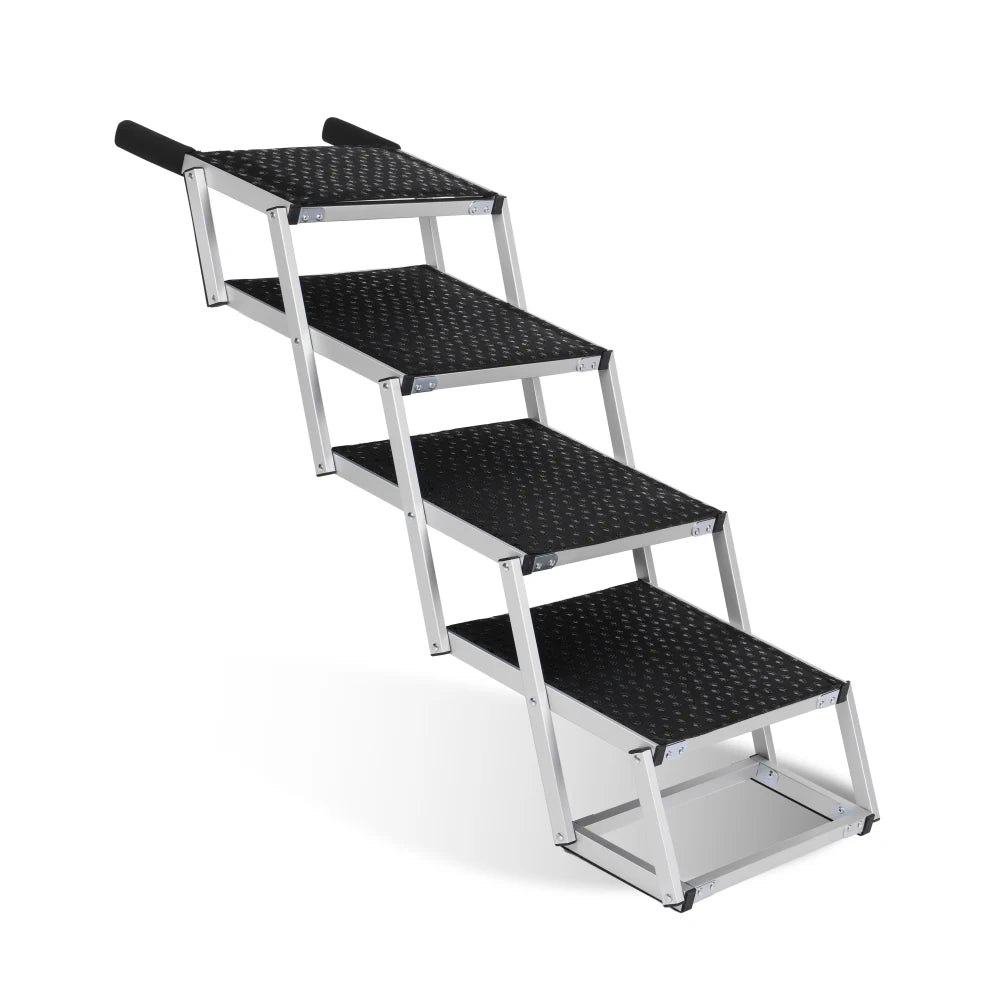 Lightweight Sturdy Foldable Dog Ramp Reinforced Non-Slip Pet Dog Stairs 250lbs Heavy Duty Load Capacity Portable Pet Access Ladder for Cars SUVs Trucks Outdoor Use