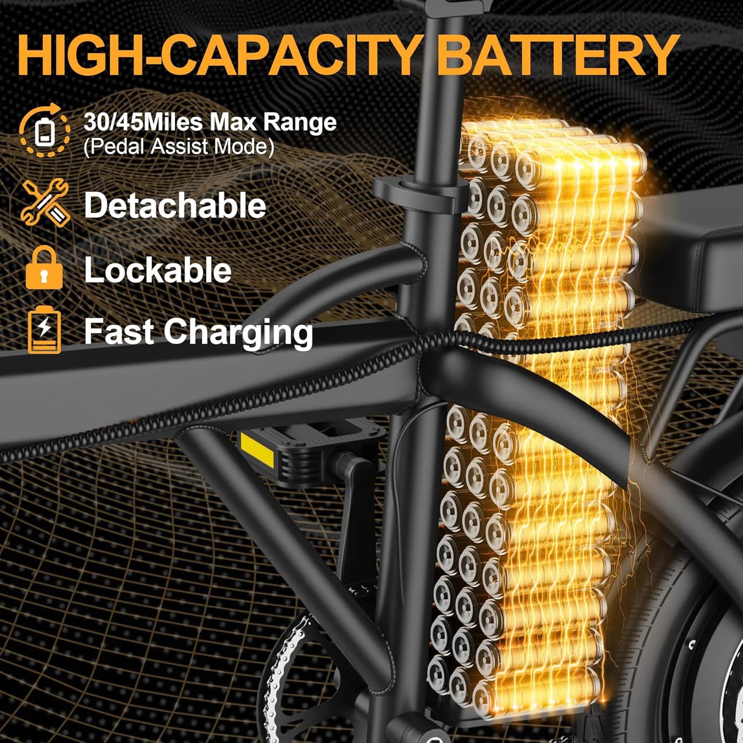14'' Foldable Electric Bike 500W Motor 48V Battery 22MPH Max Speed 30Miles Long Range with Two Seats for Adult Mini E Bike