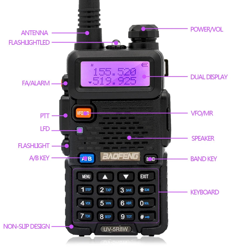 Baofeng UV-5R Dual Band VHF UHF Portable Two-Way Radio Transceiver
