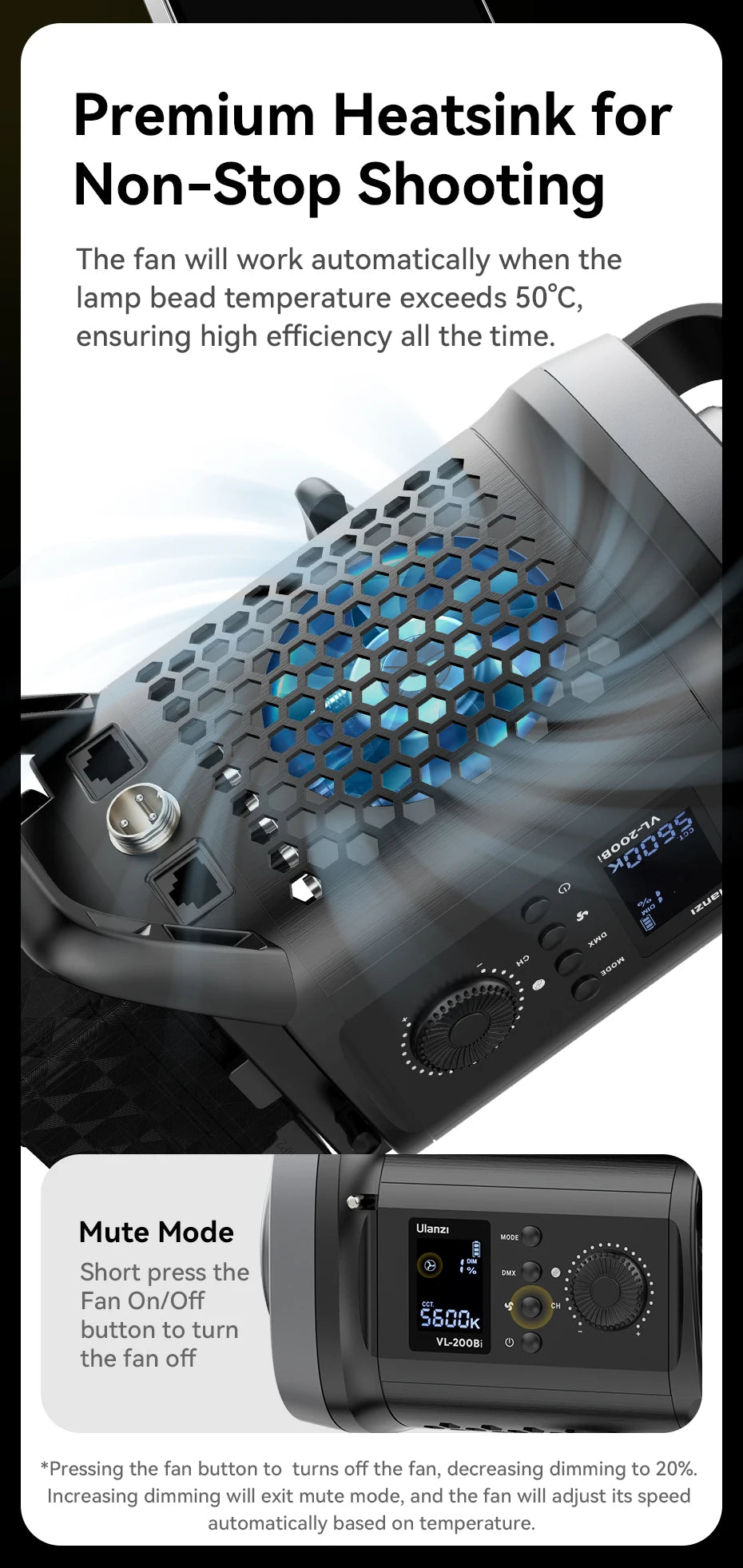 Ulanzi VL120BI Wireless Pro COB Video Light For Studios