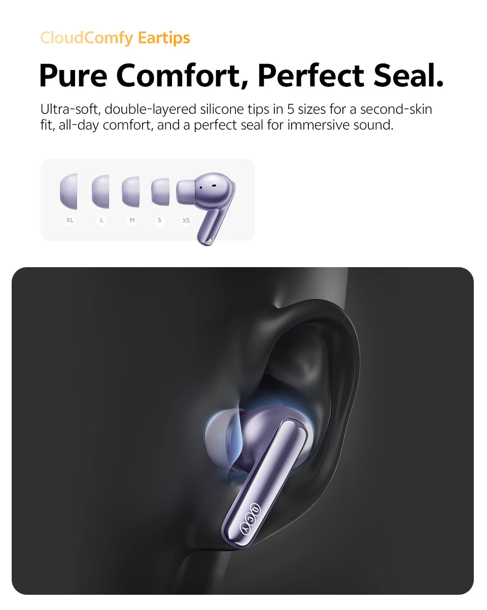 Ship From ES/PL/BR QCY HT18 Wireless Earphones Bluetooth 6.0 MeloBuds N70 Adaptive Hybrid ANC 6 Mics LDAC Hi-Res Audio Earbuds