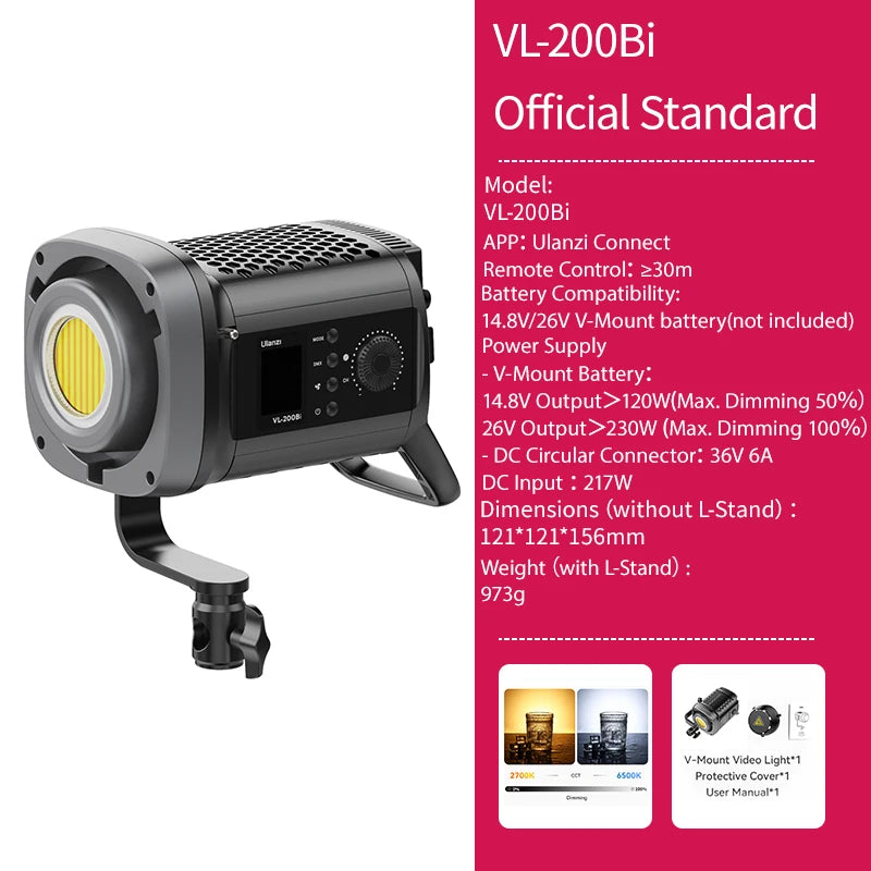 Ulanzi VL120BI Wireless Pro COB Video Light For Studios