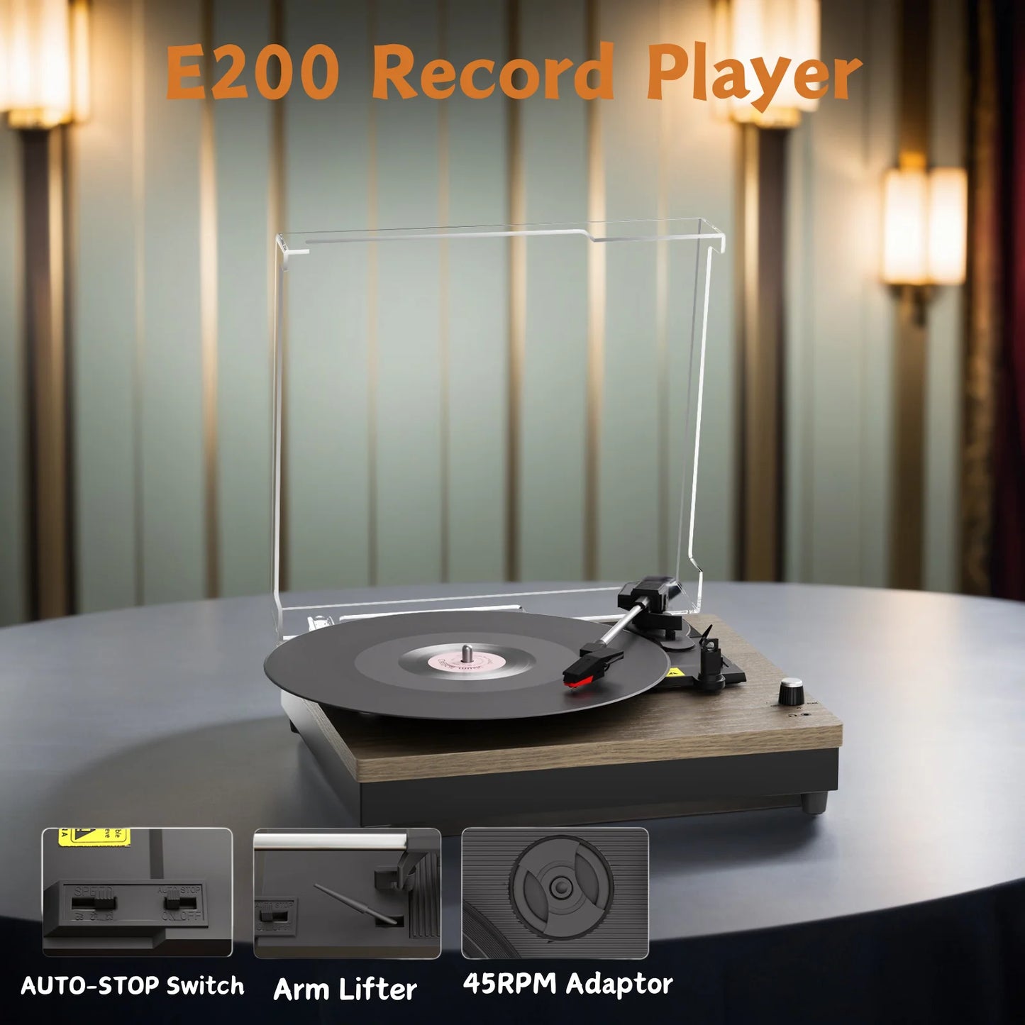 Maio Portable Record Player With Built-In Speakers 3-Speed