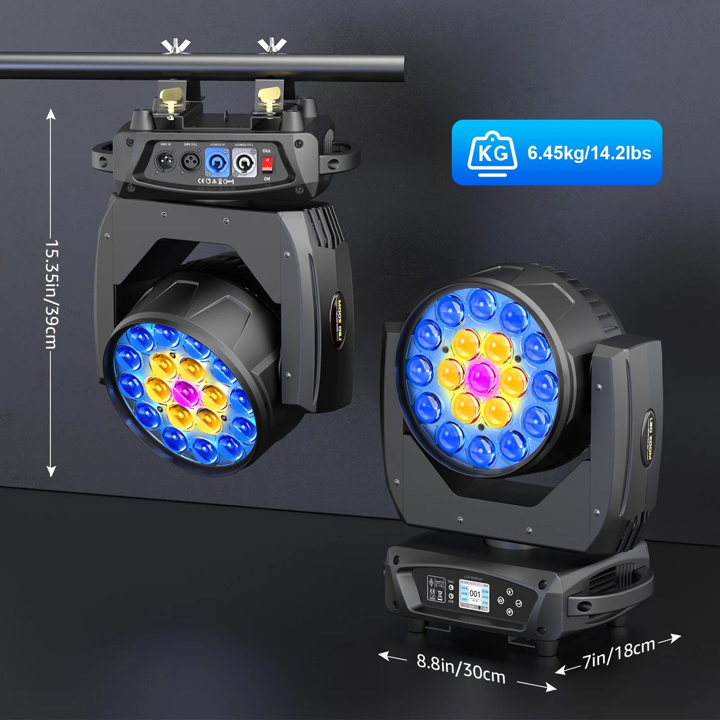 Somspot 15W RGBW LED Moving Head Stage Effects Projector Light