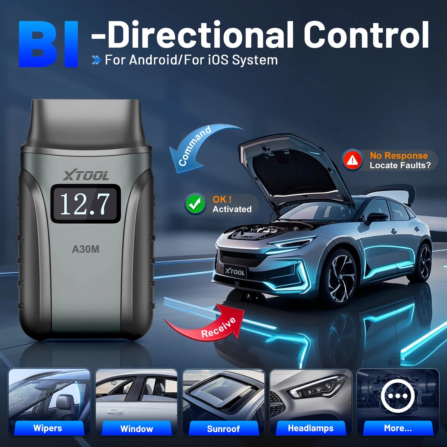 XTOOL Anyscan A30M V2.0 All System Car Diagnostic Tools Bluetooth OBD2 Scanner Active Test 26+ Reset CAN FD Lifetime Free Update