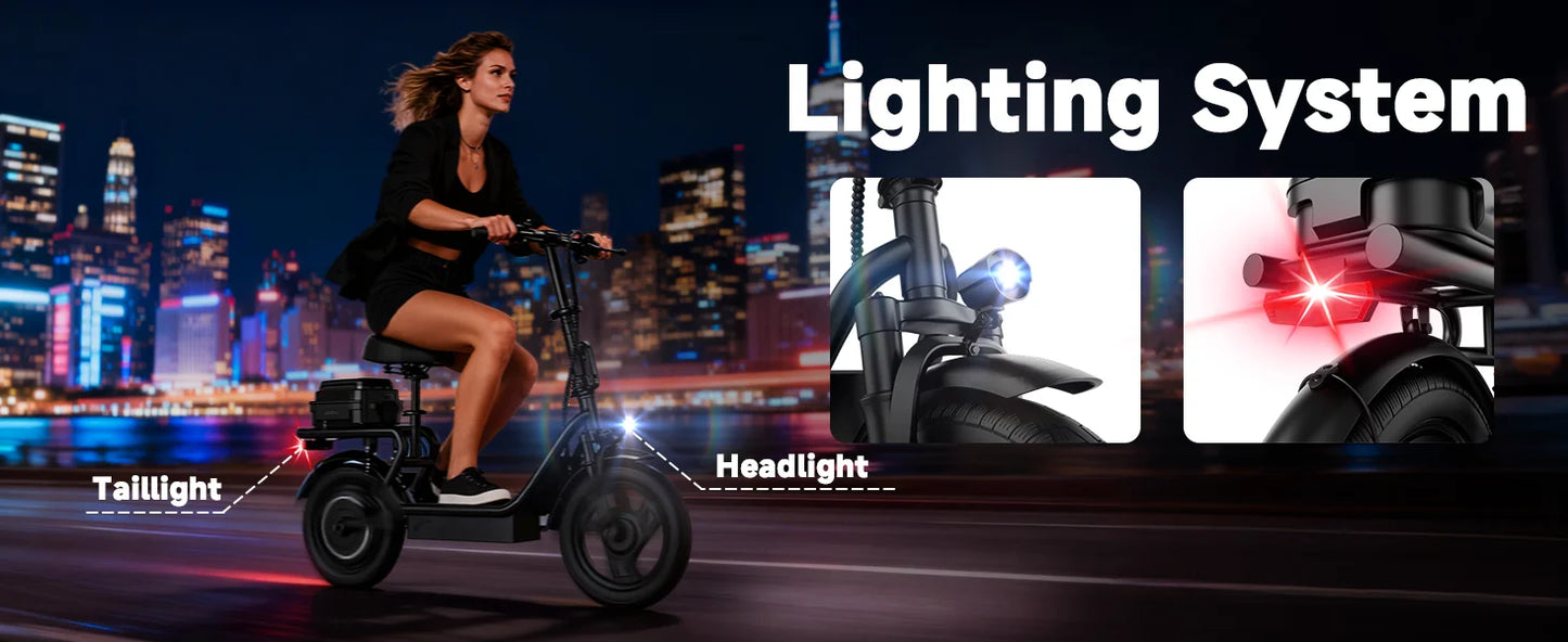 2026 New 500W 14inch Electric Bicycle with Box 10.4AH Battery 28Miles Max Range 22MPH Max Speed Shock Absorption Foldable Adult Ebike