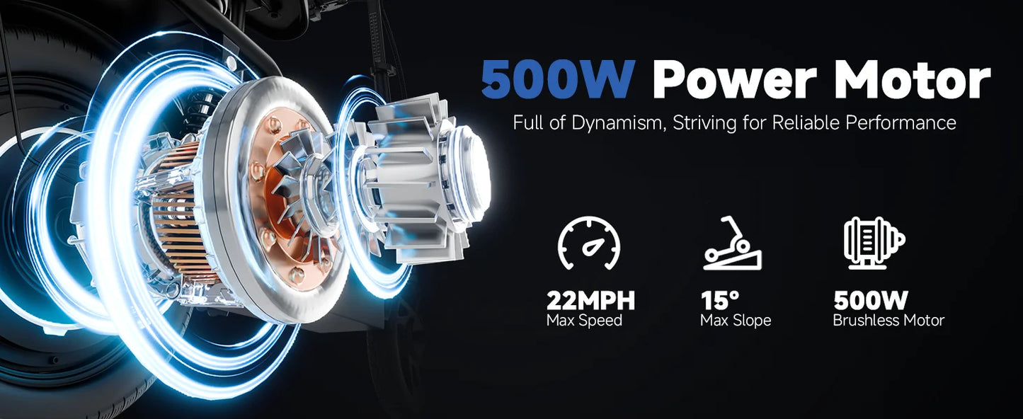 2026 New 500W 14inch Electric Bicycle with Box 10.4AH Battery 28Miles Max Range 22MPH Max Speed Shock Absorption Foldable Adult Ebike