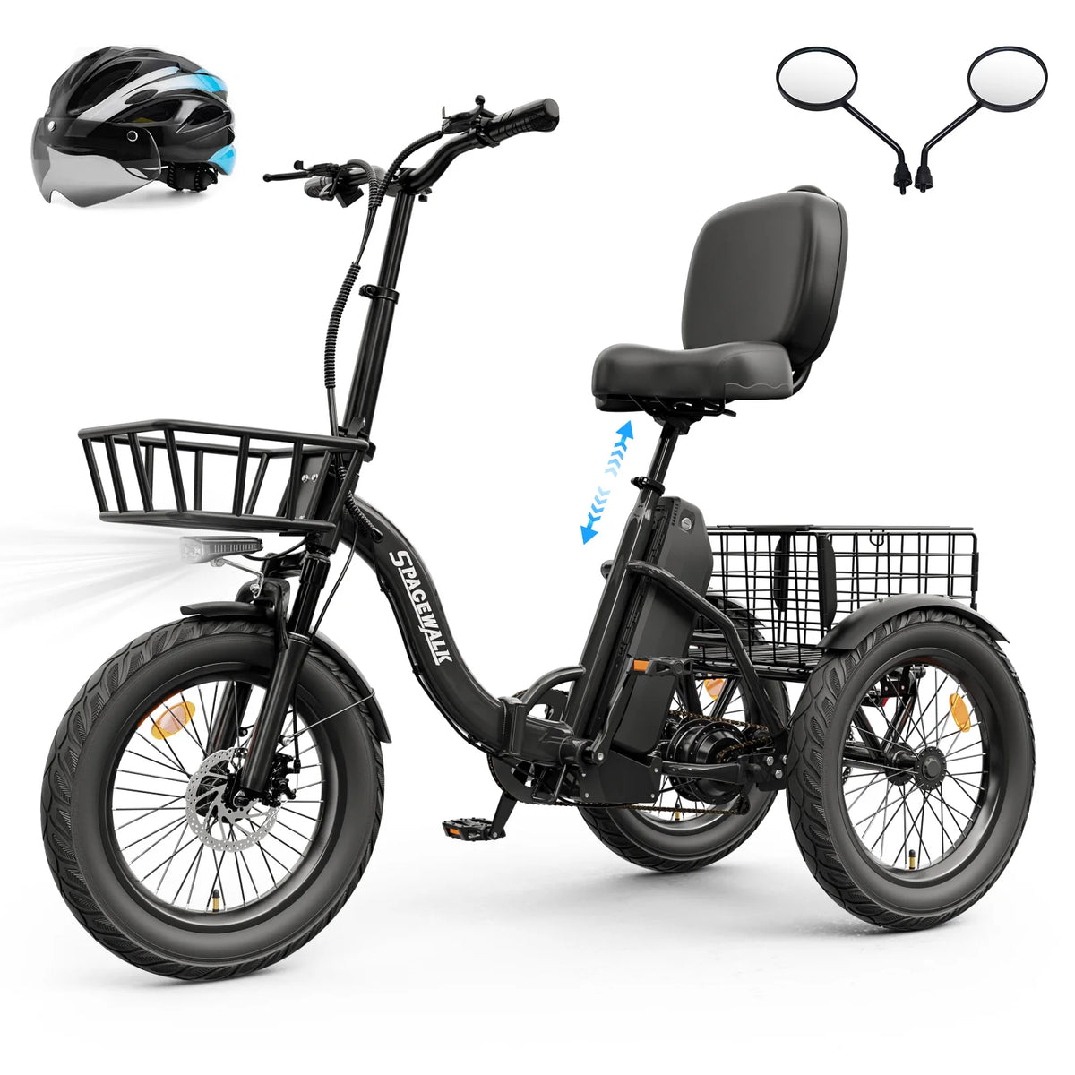 EILLEO SPACEWALK Folding Electric Tricycle with Cargo Basket