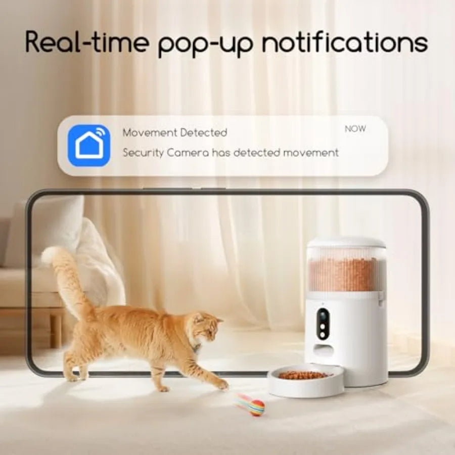 Automatic Cat Feeder with Camera, 3MP HD Video and Night Vision, 5G/2.4G WiFi Smart Pet Feeder with APP Control, 2-Way Audio, M