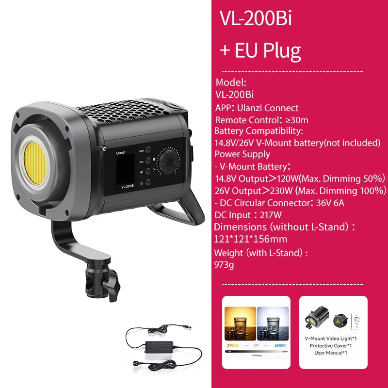 Ulanzi VL120BI Wireless Pro COB Video Light For Studios