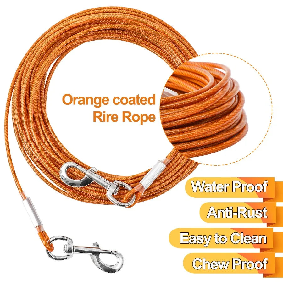Extension steel wire rope dog chain thickening anti-biting dirty resistant pet traction rope outdoor dog rope dog rope lengthen