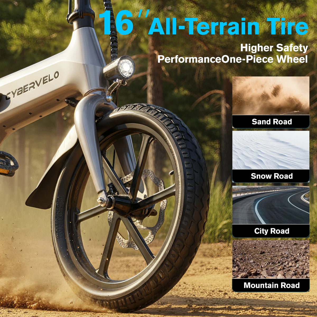 Cybervelo 500W Peak Motor City Ebike, 36V Foldable Ultra Light Weight Commuter for Adult, 20MPH 15Ah Internal Battery EK13