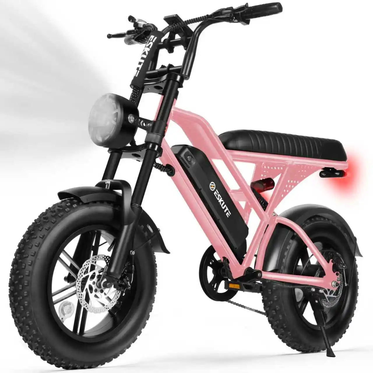 Eskute V100 Electric Dirt Bike, 1500W Peak 28MPH 48V13Ah Battery Motorcycle, All Terrain Dual Suspension E Bike 28MPH Top Speed, Ebike Up to 60 Miles Range, 16"x4" Fat Tire,  7-Speed，UL2849