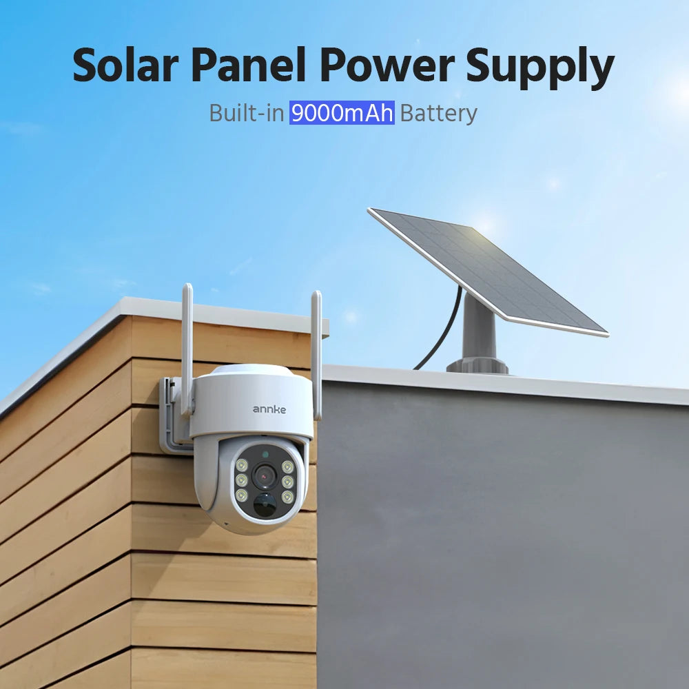 ANNKE 4MP Battery WiFi Security Camera PT Auto Tracking Color Night Vision Wireless IP Camera 4CH Security System