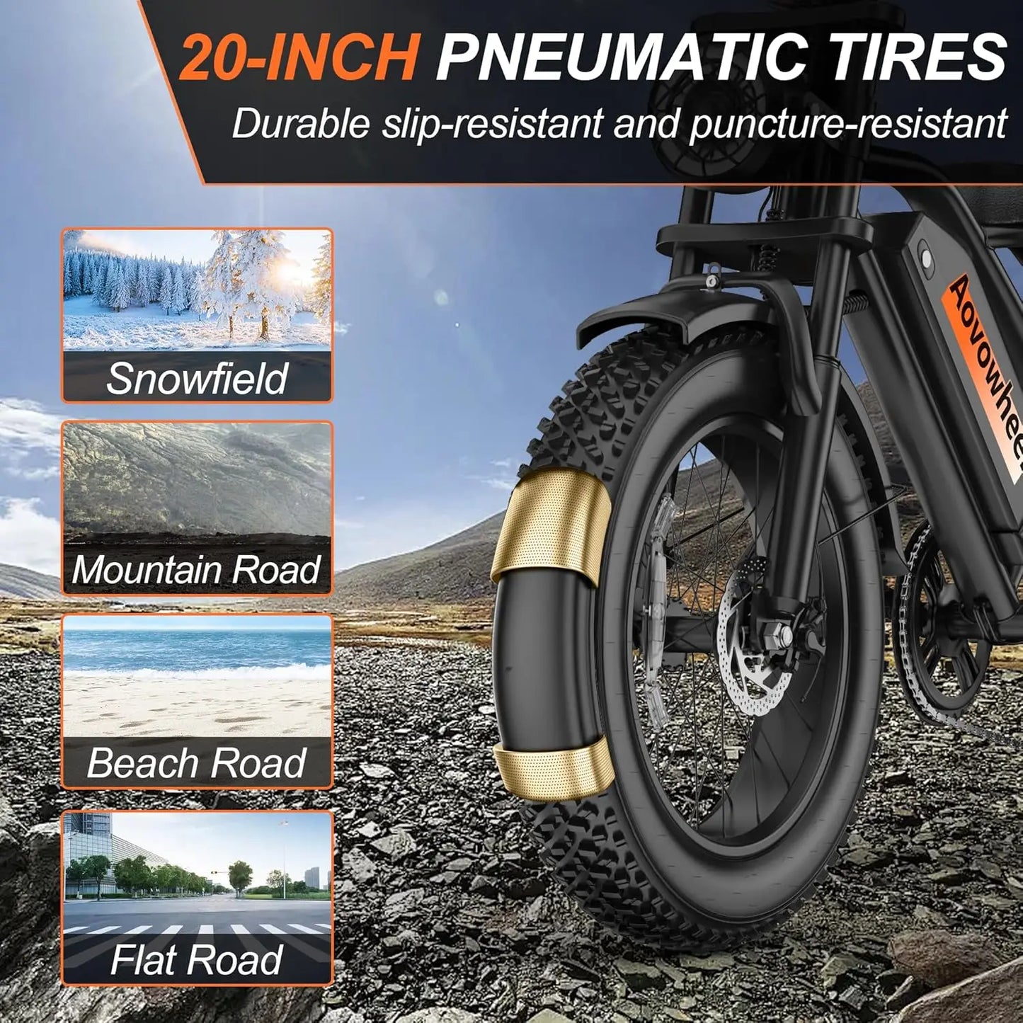 2026 New 1500W Electric Bike 20" Fat Tire 31mph Top Speed 70 Miles Range for Road Sand Mountain Snow Electric Motorcycle