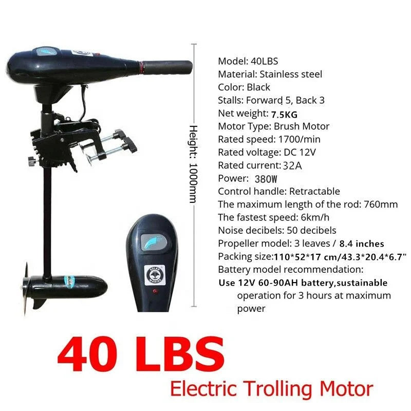 Marine 18, 28, 40, 50, 60, 88 Lbs 12V 24V DC Electric Cheap Boat Thrust Trolling Motors