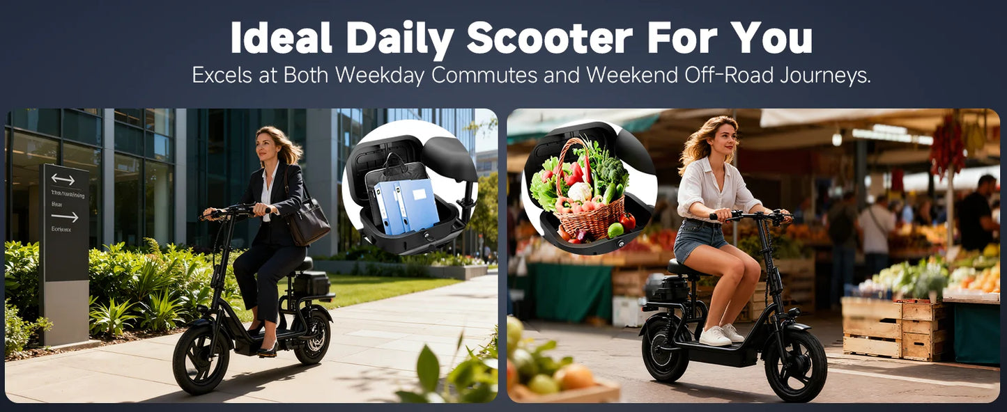 2026 New 500W 14inch Electric Bicycle with Box 10.4AH Battery 28Miles Max Range 22MPH Max Speed Shock Absorption Foldable Adult Ebike