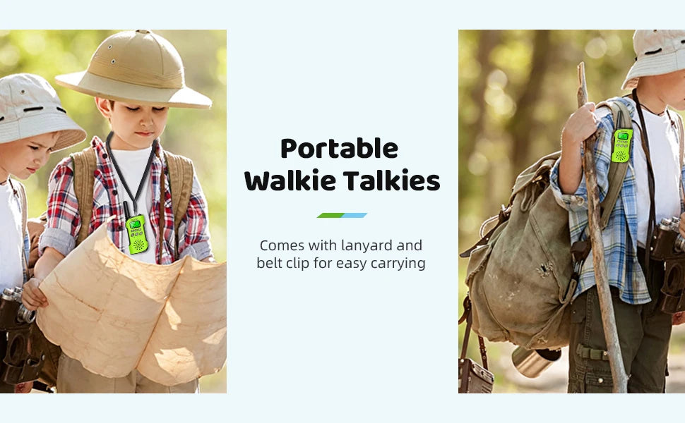 AWANFI Walkie Talkies 4 Packs Rechargeable  for kids, Long Range Flashlight 8 Channel, USB Type C for Camping, Hiking, Gifts